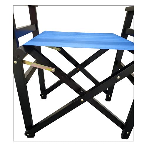 Set of 2 Folding Director Chairs, Solid Wood Canvas Fabric Camping Lawn Chairs, Blue A177