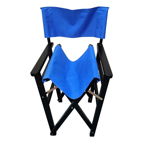 Set of 2 Folding Director Chairs, Solid Wood Canvas Fabric Camping Lawn Chairs, Blue A177