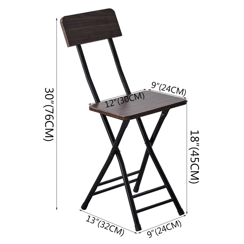 18 Inch Black Metal Folding Bar Stool with Backrest and Footrest P907624