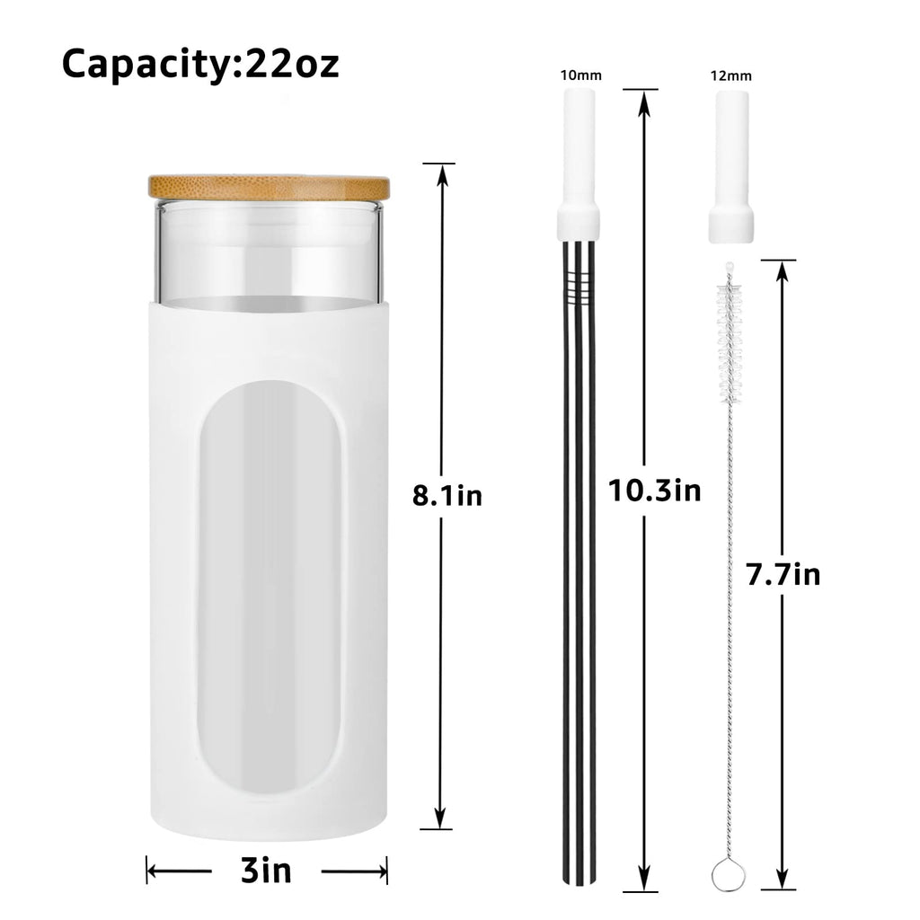 22 oz Glass Tumbler with Lid and Straw O998999