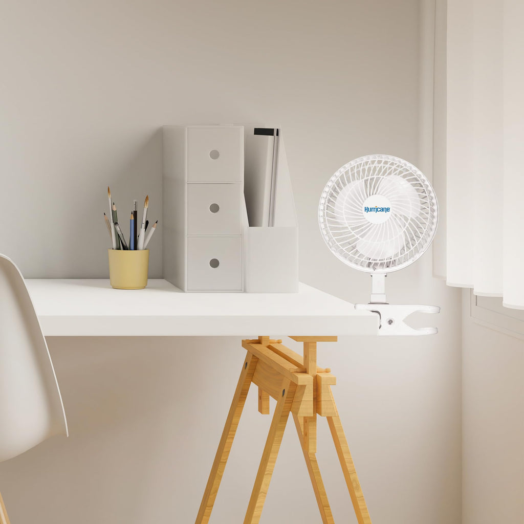 White 2-Pack 6" Clip-On Table Fan with 2 Quiet Speeds Y8960