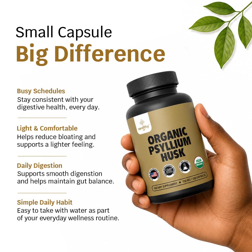Organic Psyllium Husk Capsules 750 mg, 250 Capsules X45391