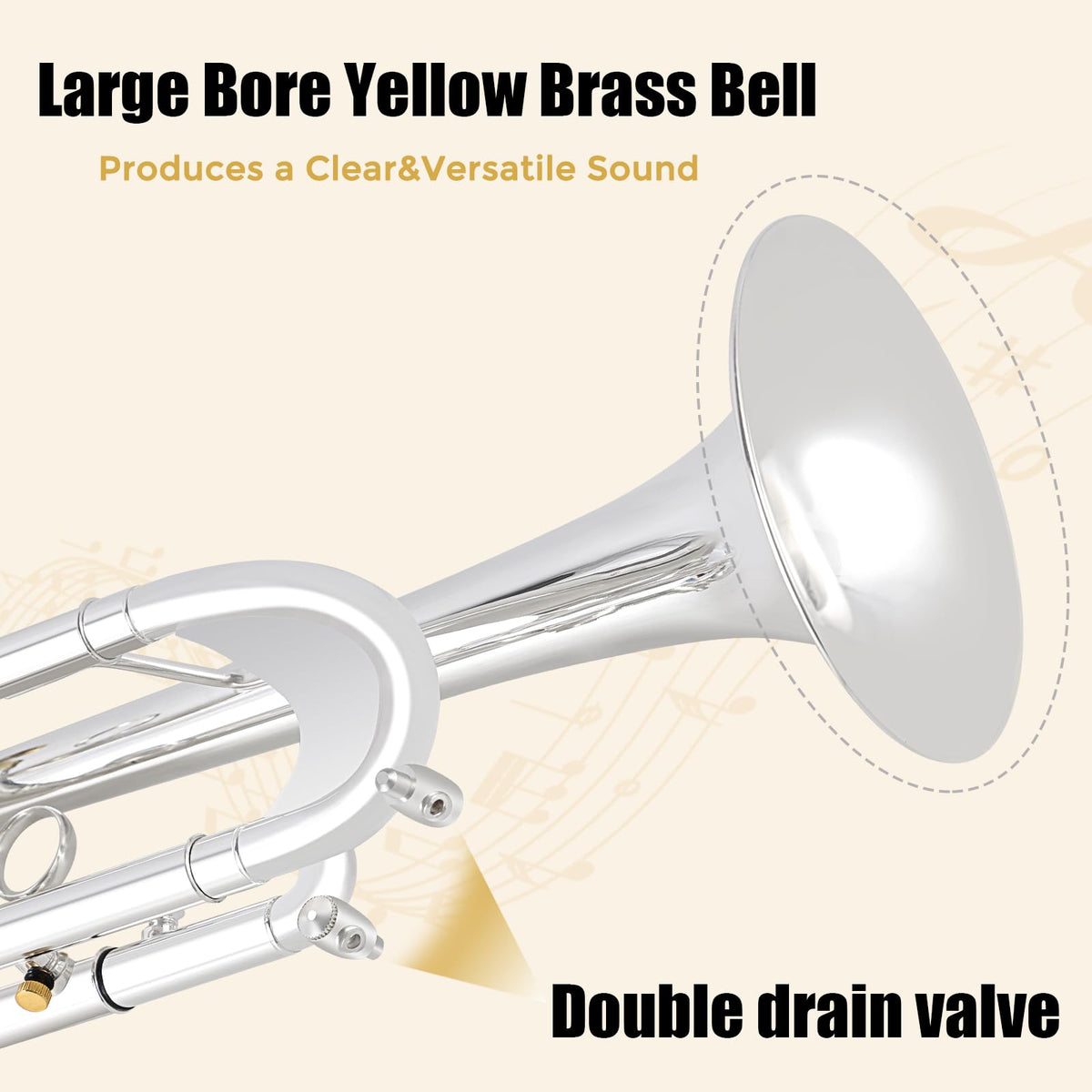 Bb Trumpet Brass Instruments Set with 7C Mouthpiece, Cloth and Gloves U6315