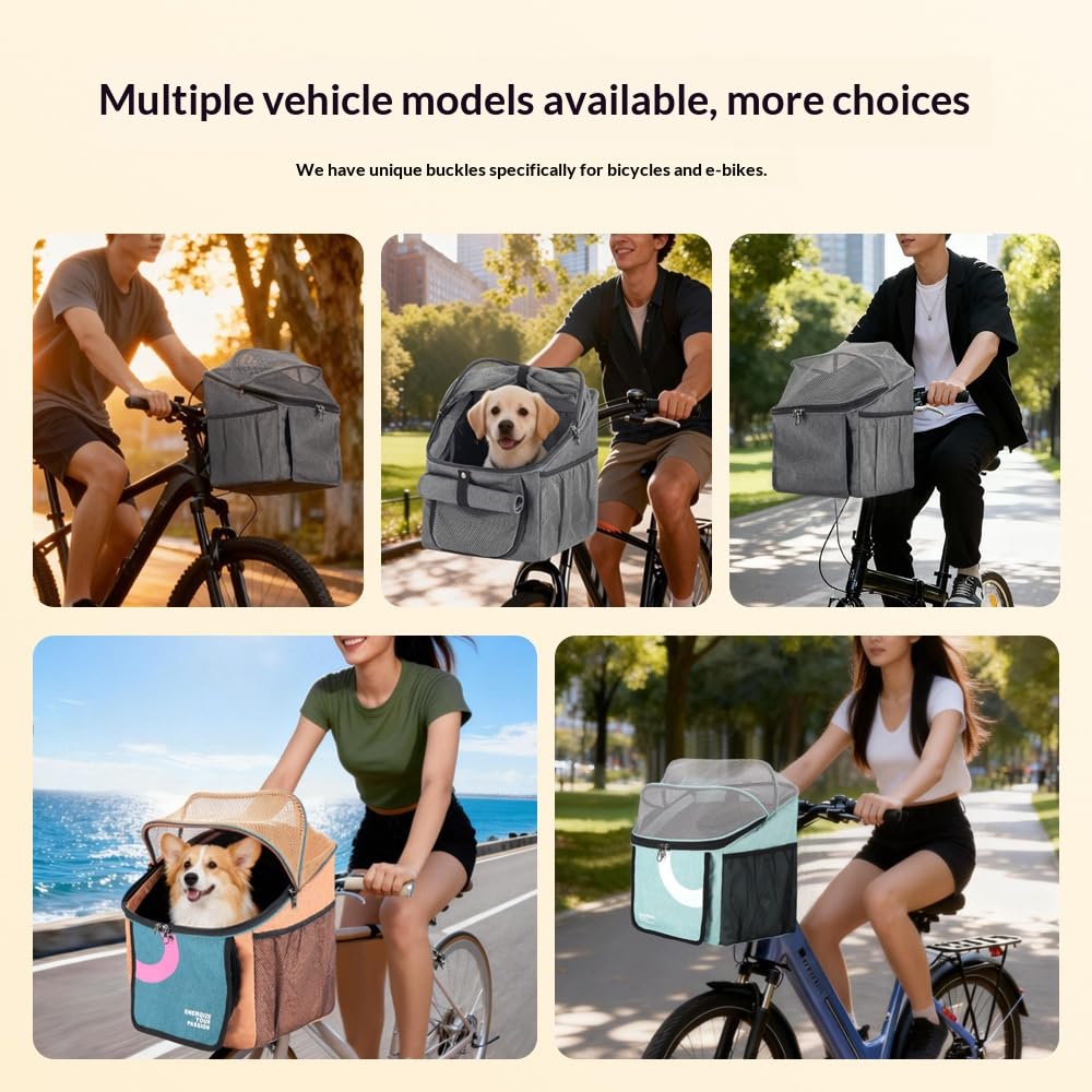 Expandable Soft-Sided Pet Bike Basket with Breathable Mesh W896
