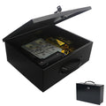 Fireproof Key Lock Steel Security Safe Box, 0.38 Cu Ft, Black V75618