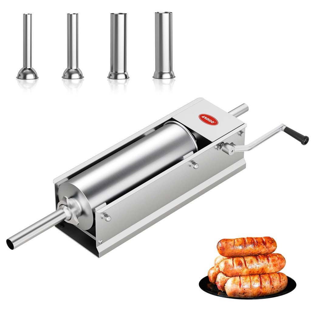 Manual Stainless Steel Sausage Stuffer with 4 Stuffing Tubes A860948