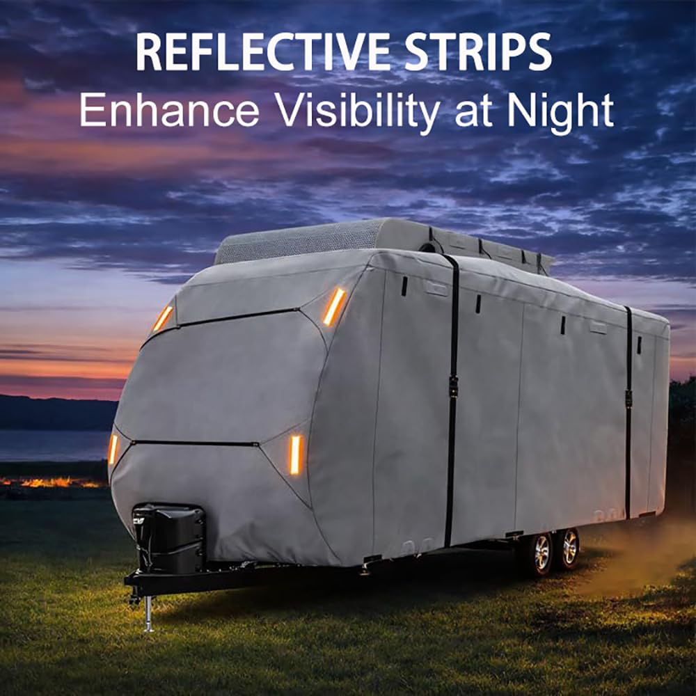 Waterproof 420D Travel Trailer Cover with Adjustable Straps A974