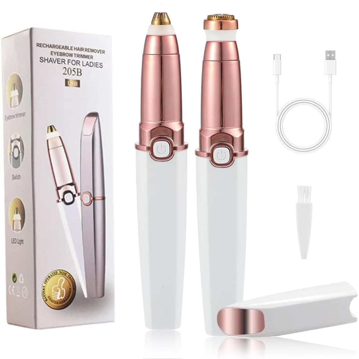2 in 1 Rechargeable Facial Hair Trimmer and Eyebrow Shaver H266838