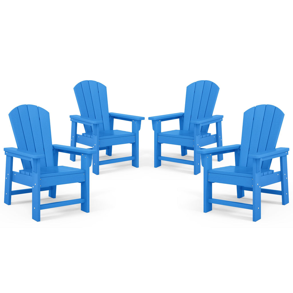 Kids Adirondack Chair Set of 4 Plastic Outdoor Pacific Blue J896949