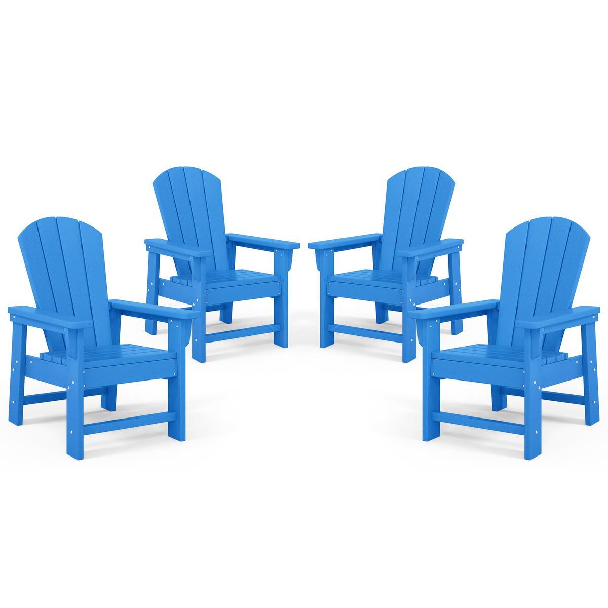 Kids Adirondack Chair Set of 4 Plastic Outdoor Pacific Blue J896949