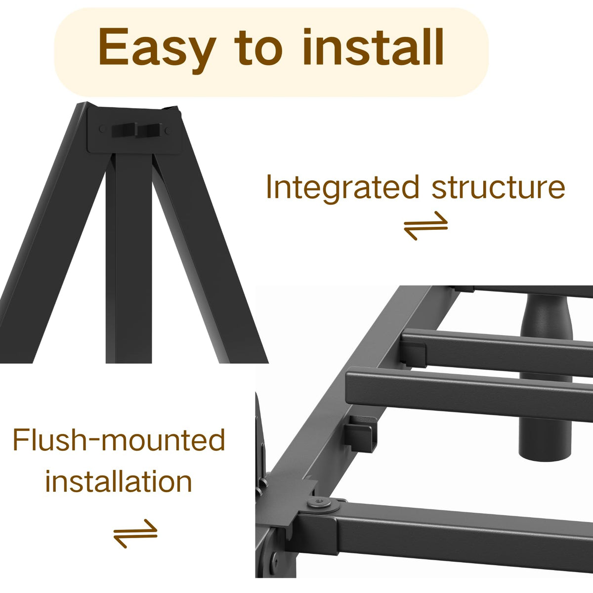 Twin XL Size 18" Black Metal Bed Frame with Storage G8941