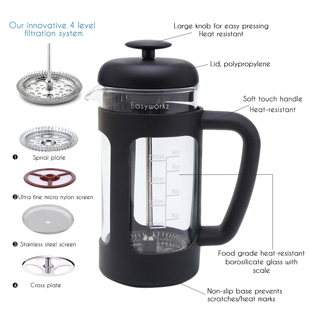 12 oz French Press Coffee Tea Maker with 10g Measuring Spoon M2894