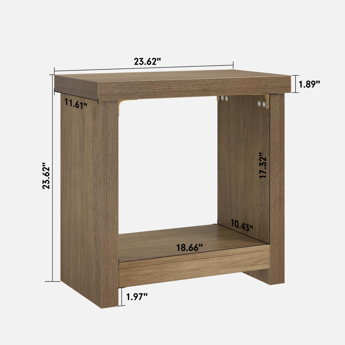 Brown Set of 2 End Tables with Storage Shelves C3590