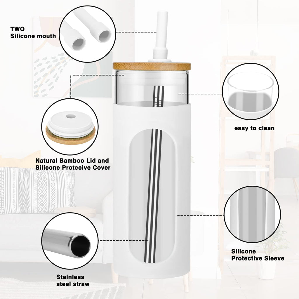 22 oz Glass Tumbler with Lid and Straw O998999