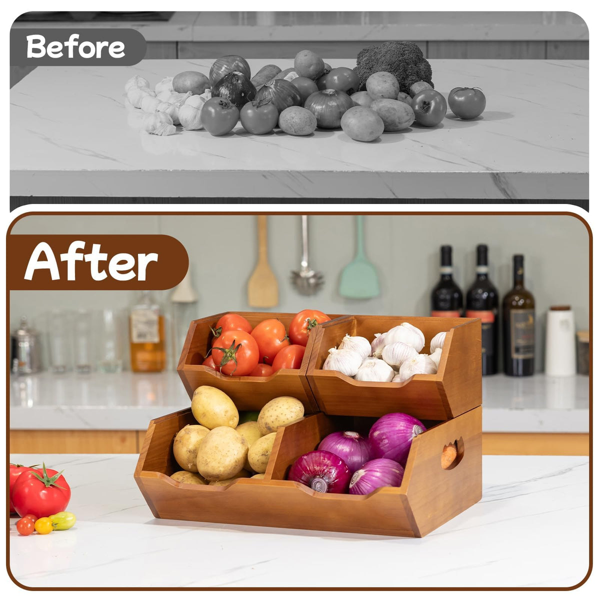 Wooden Stackable Pantry Storage Bins N1161