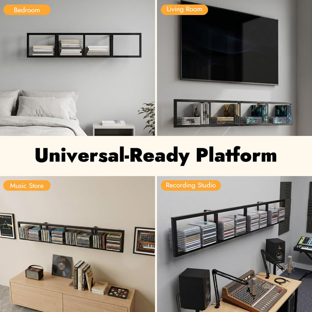 5Pcs Wall Mount Media Storage Rack O749475