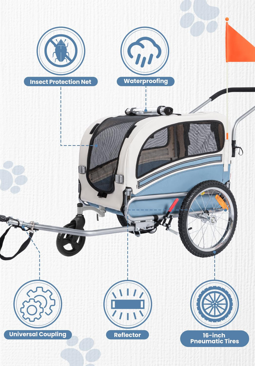 2 in 1 Pet Bicycle Trailer with 6" Stroller Wheel L687765