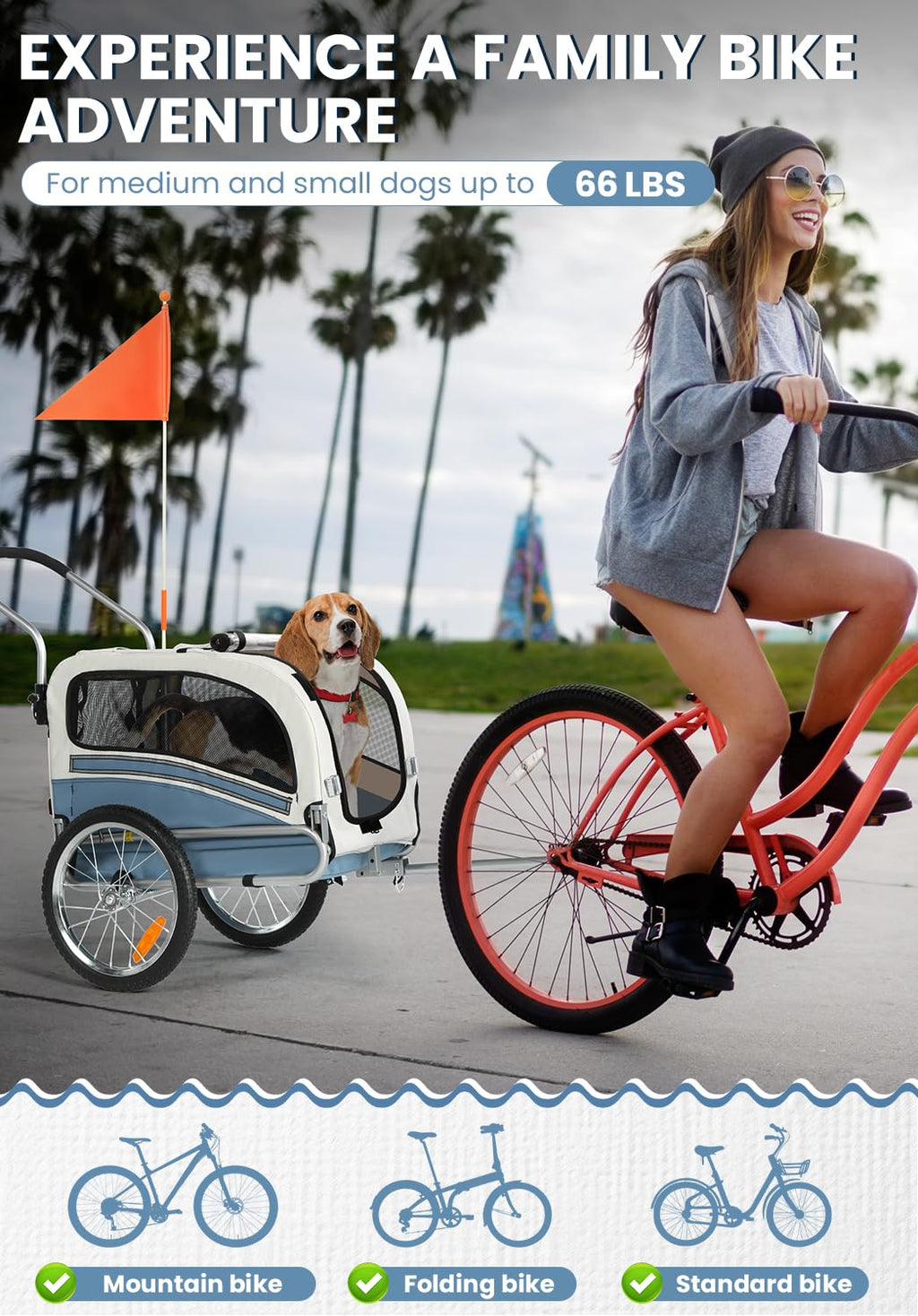 2 in 1 Pet Bicycle Trailer with 6" Stroller Wheel L687765