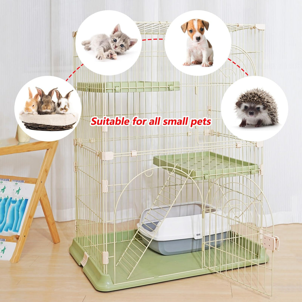 3/4-Tier Wire Cat Cage Playpen Kennel with Hammock C342304