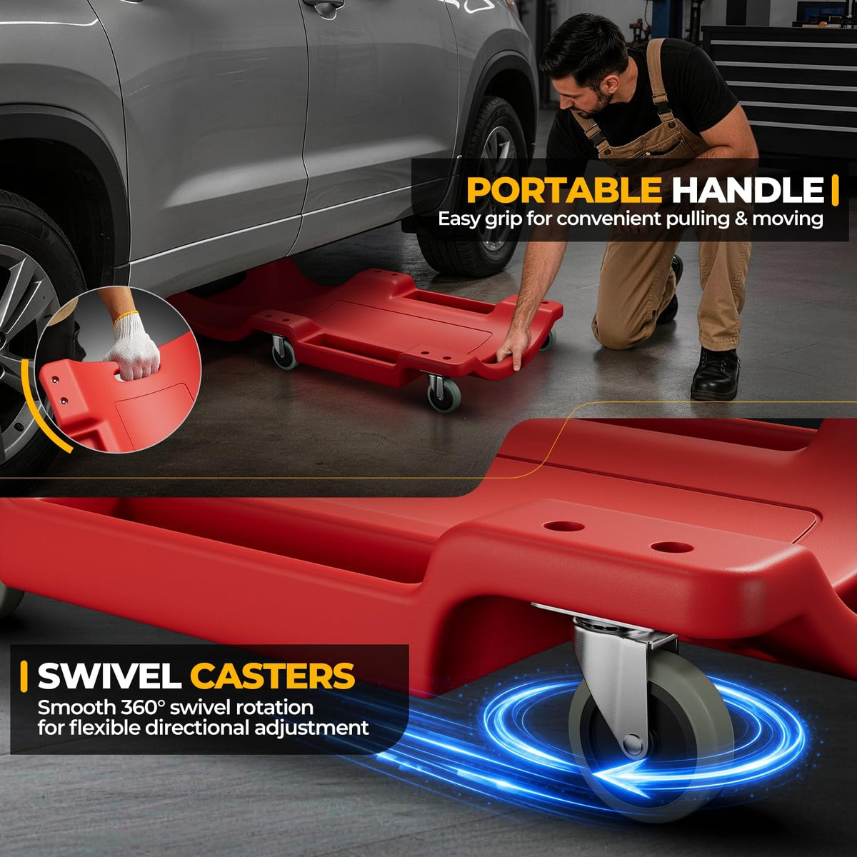 40 in Low-Profile Rolling Mechanic Creeper, Red G657186