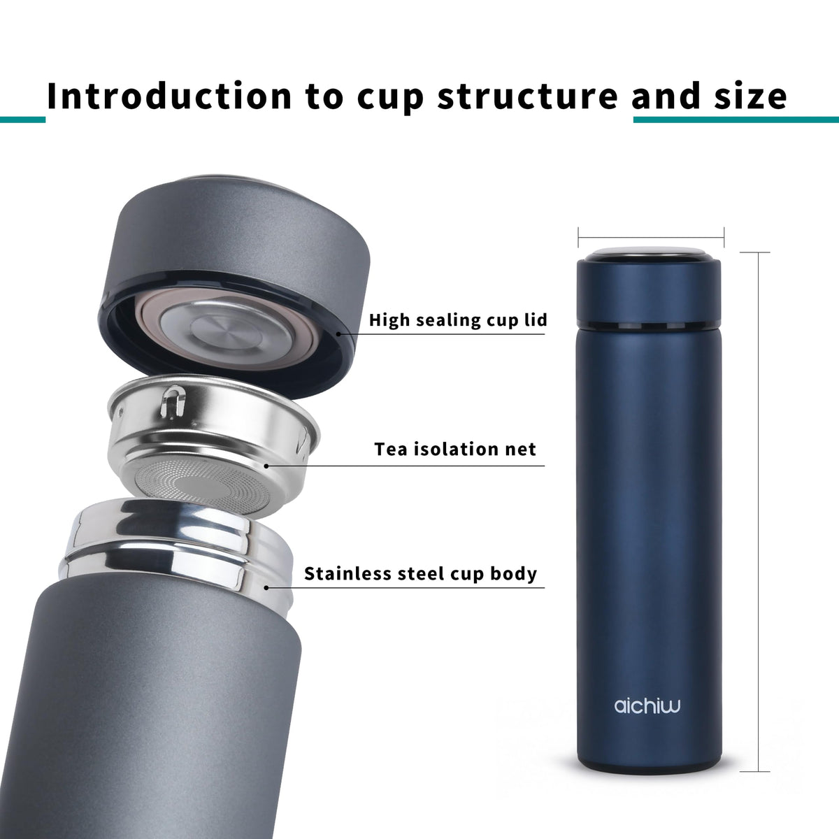 Vacuum Insulated 304 Stainless Steel Travel Mug with Lid 16 Oz Leak-Proof Tumbler W317