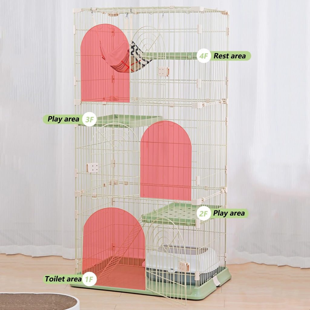 3/4-Tier Wire Cat Cage Playpen Kennel with Hammock C342304
