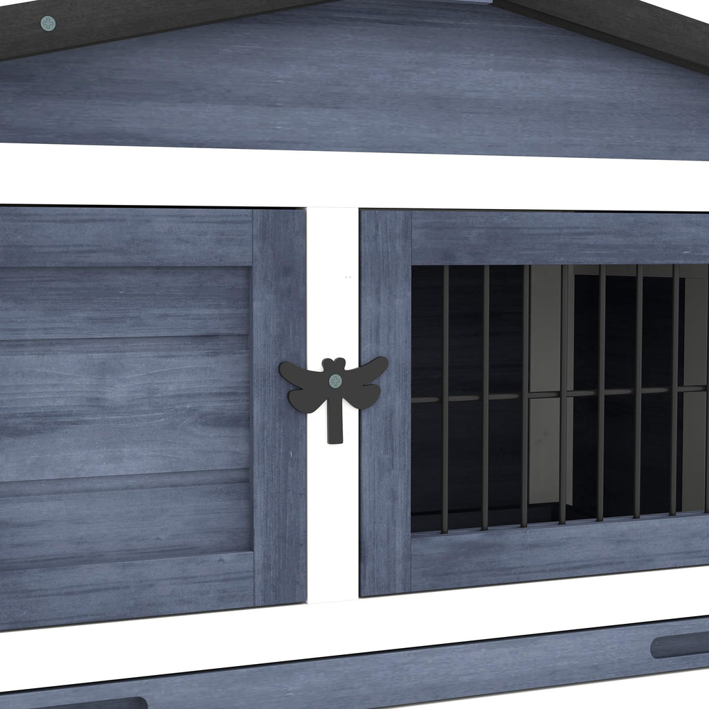 2 Levels Outdoor Rabbit Hutch Dark Gray J747313