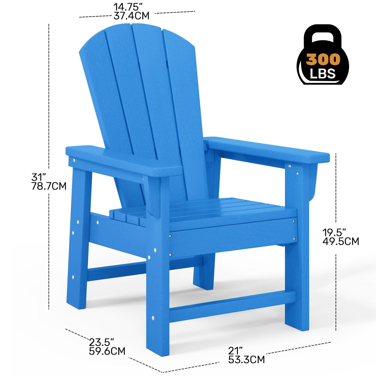 Kids Adirondack Chair Set of 4 Plastic Outdoor Pacific Blue J896949