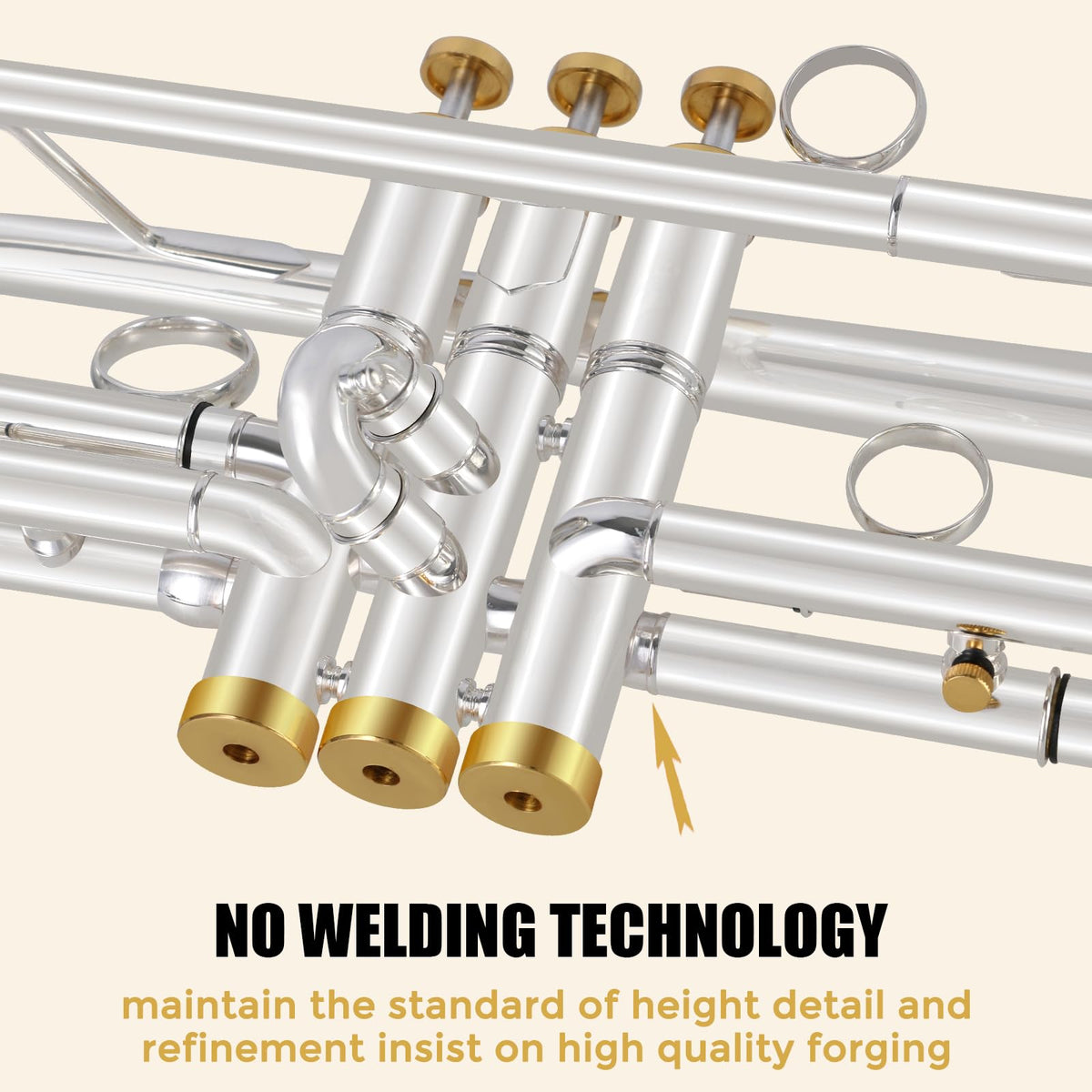 Bb Trumpet Brass Instruments Set with 7C Mouthpiece, Cloth and Gloves U6315