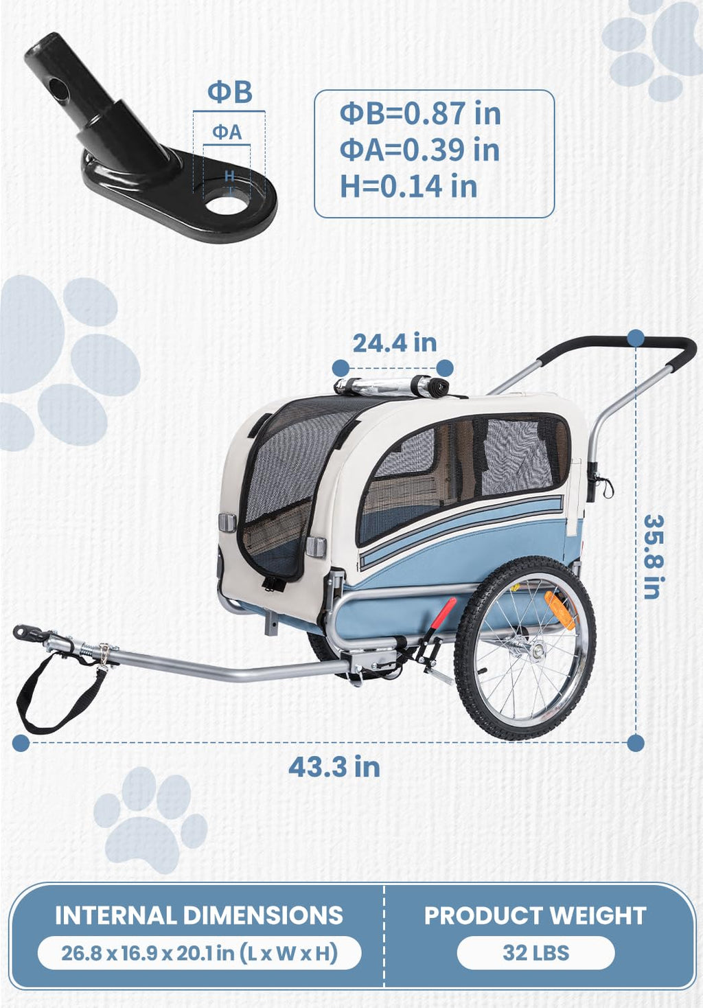 2 in 1 Pet Bicycle Trailer with 6" Stroller Wheel L687765
