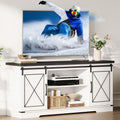 White Rustic Farmhouse TV Stand with Sliding Barn Doors E56816
