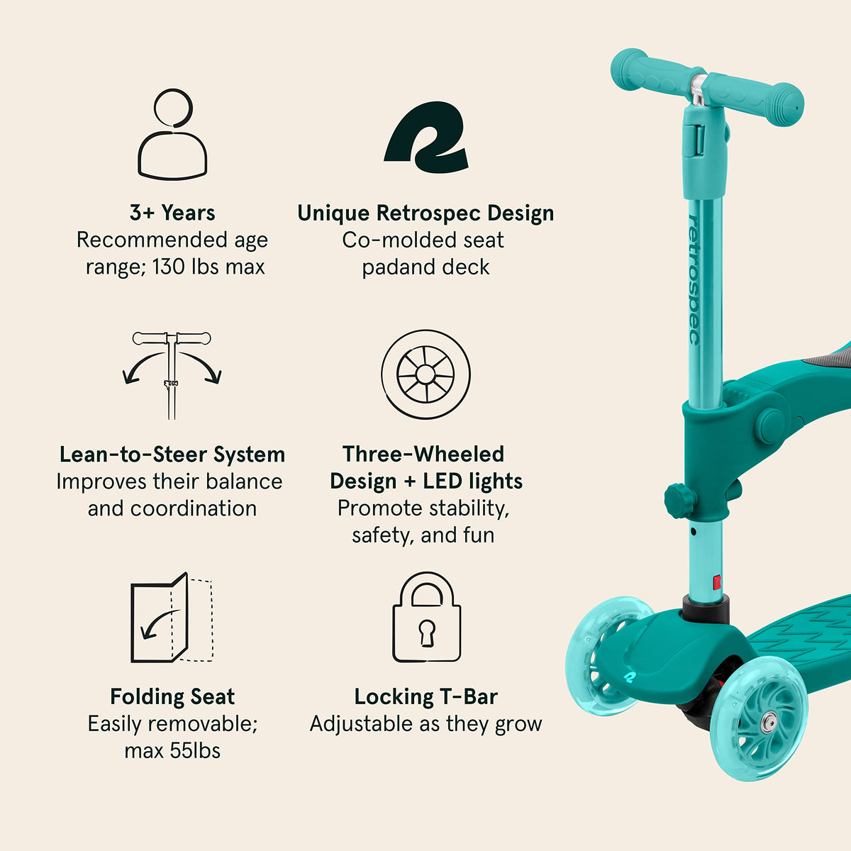 Height Adjustable 3 Wheel Kids' Kick Scooter W710145