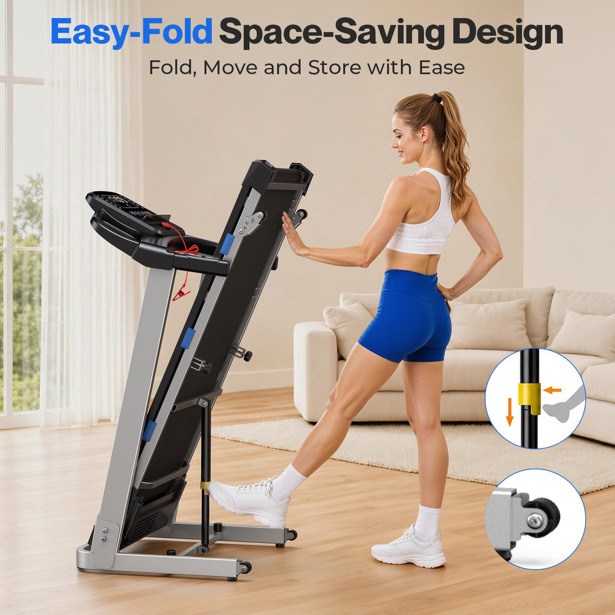 Foldable Treadmill with 10% Incline 400 LBS Capacity M151