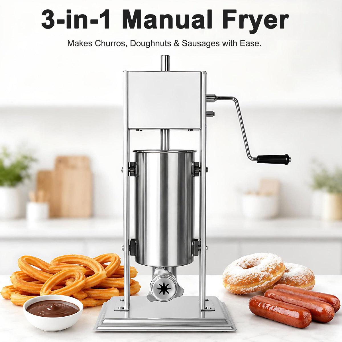 Manual Churros Maker with 4 Pastry Nozzles O2080