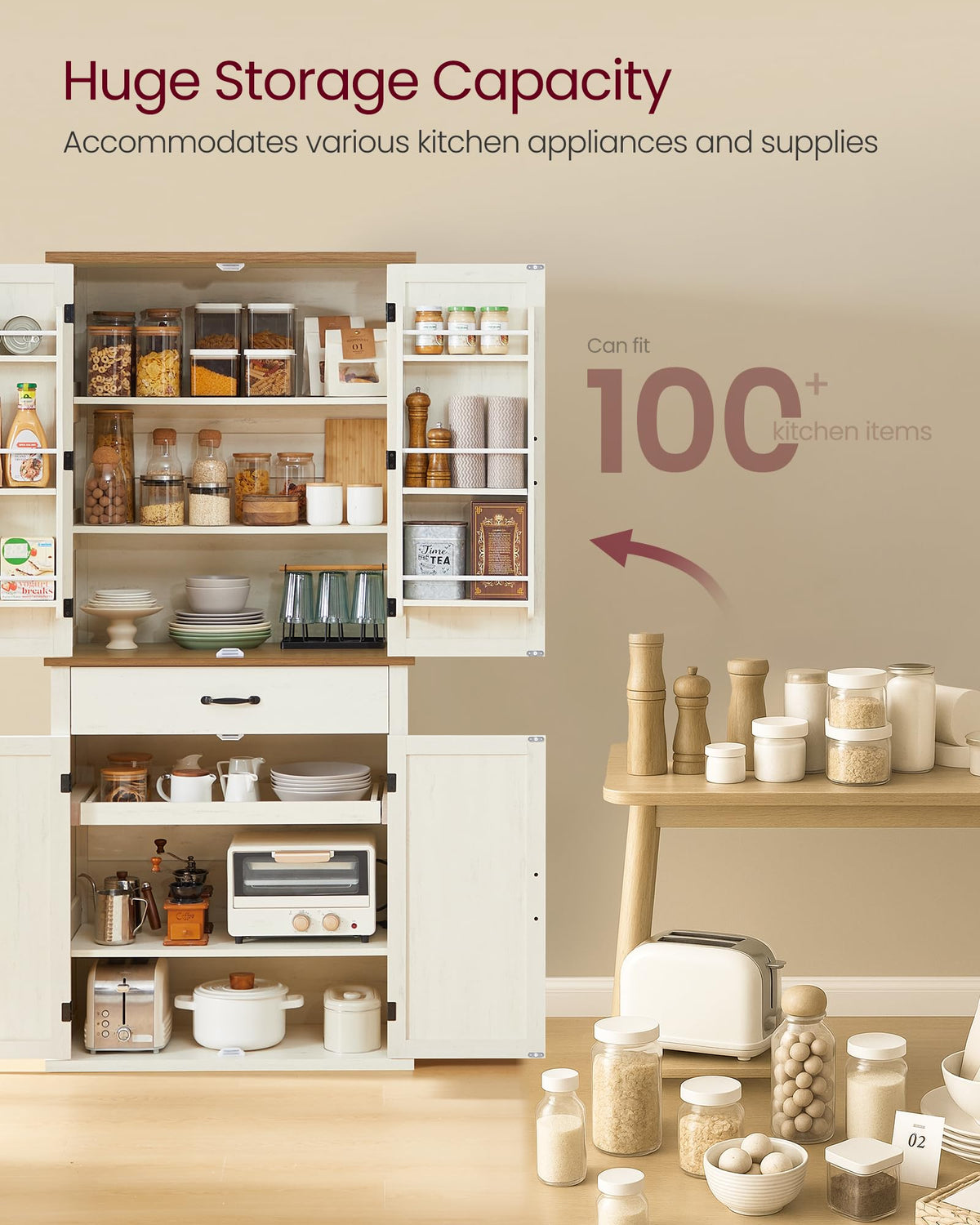 Freestanding Tall Pantry Cabinet with Drawer S758838