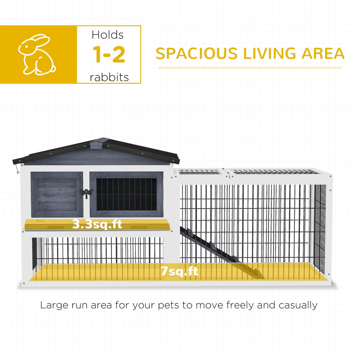 2 Levels Outdoor Rabbit Hutch Dark Gray J747313