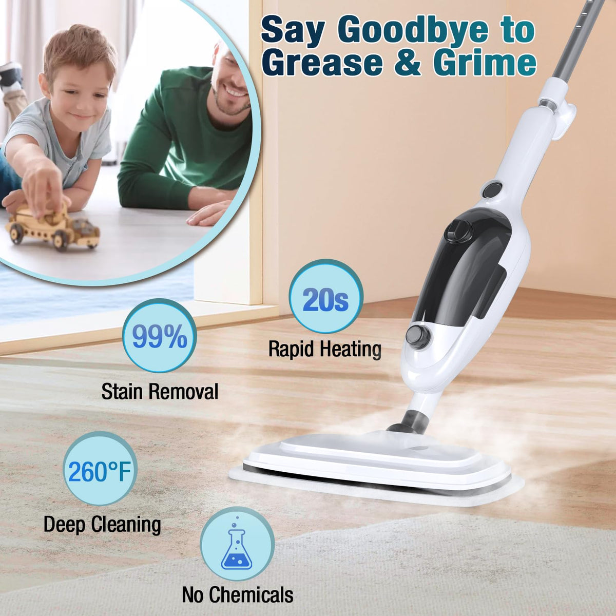 11-in-1 Steam Mop with 15.2 OZ Tank G960585
