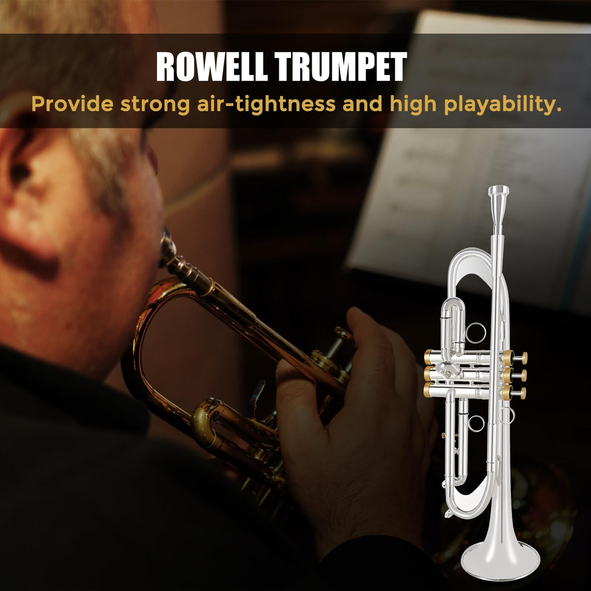 Bb Trumpet Brass Instruments Set with 7C Mouthpiece, Cloth and Gloves U6315