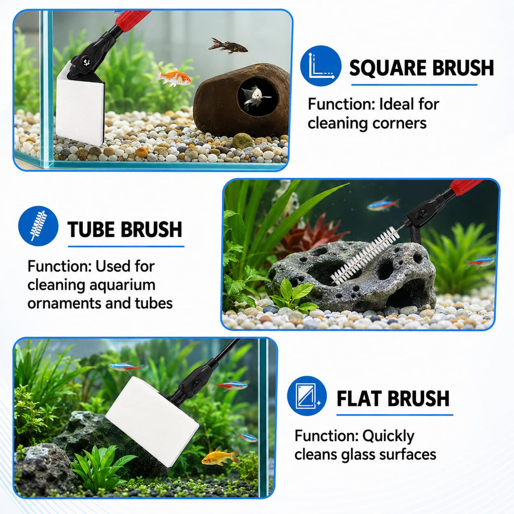 7 in 1 Aquarium Cleaning Kit with Adjustable Long Handle E791