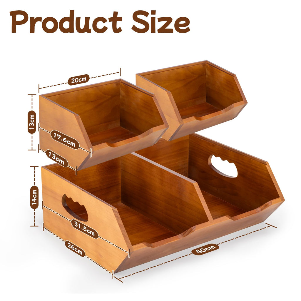 Wooden Stackable Pantry Storage Bins N1161