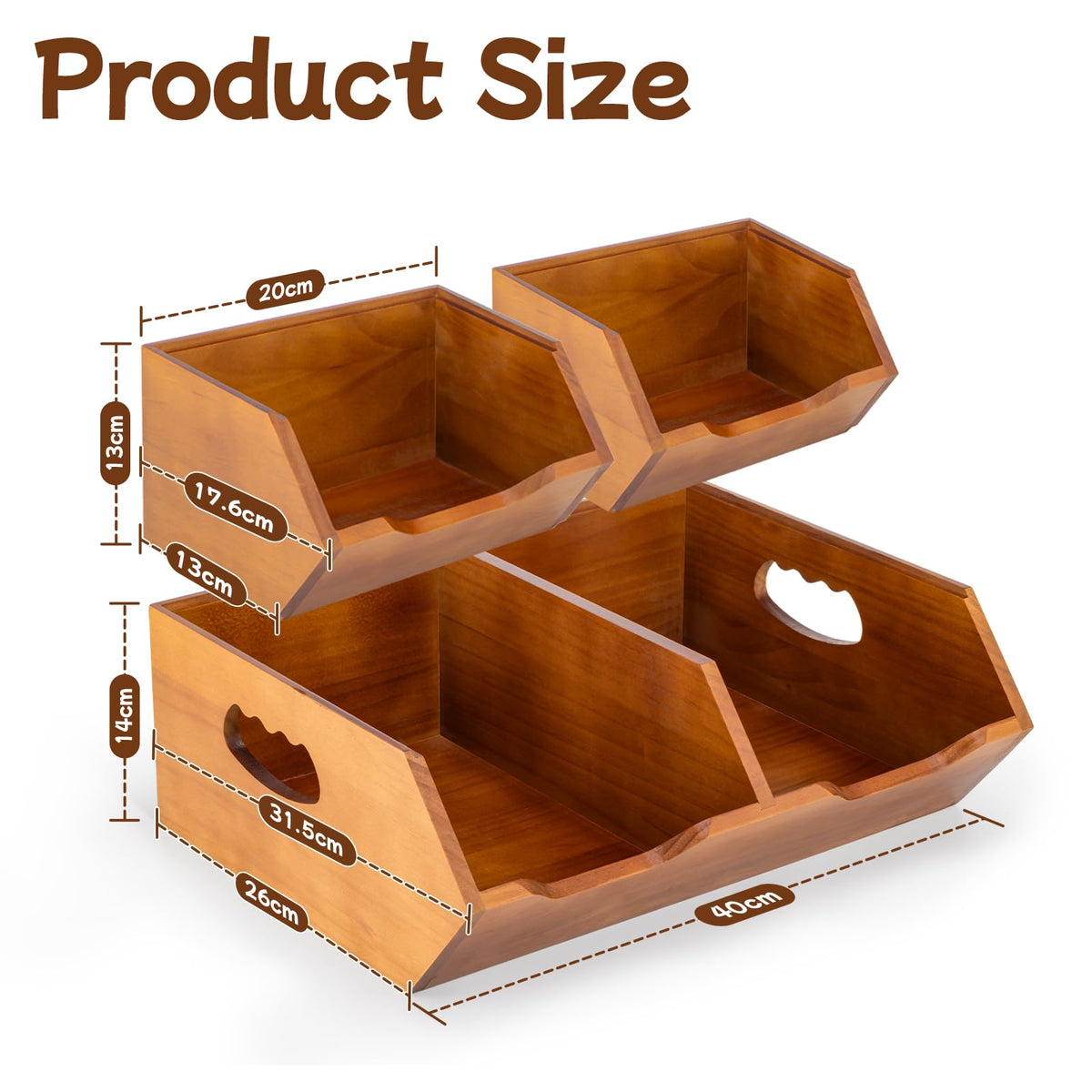 Wooden Stackable Pantry Storage Bins N1161