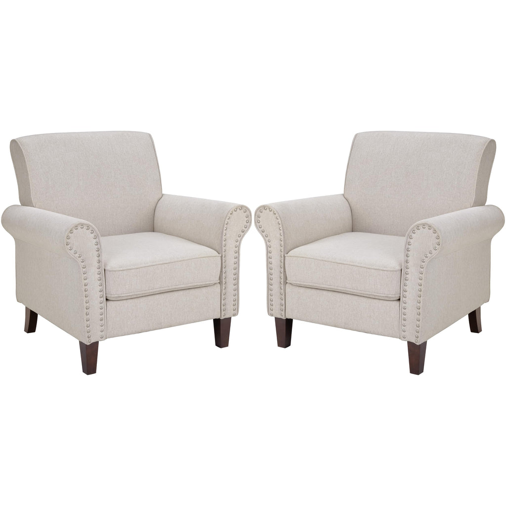 Beige Mid-Century Modern Accent Chairs Set of 2 X17377