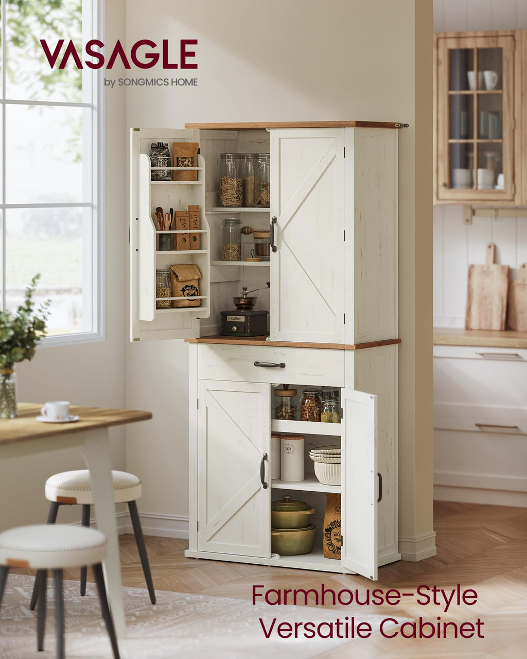 Freestanding Tall Pantry Cabinet with Drawer S758838