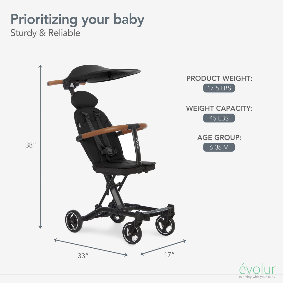 Lightweight Umbrella Stroller with Canopy D38020