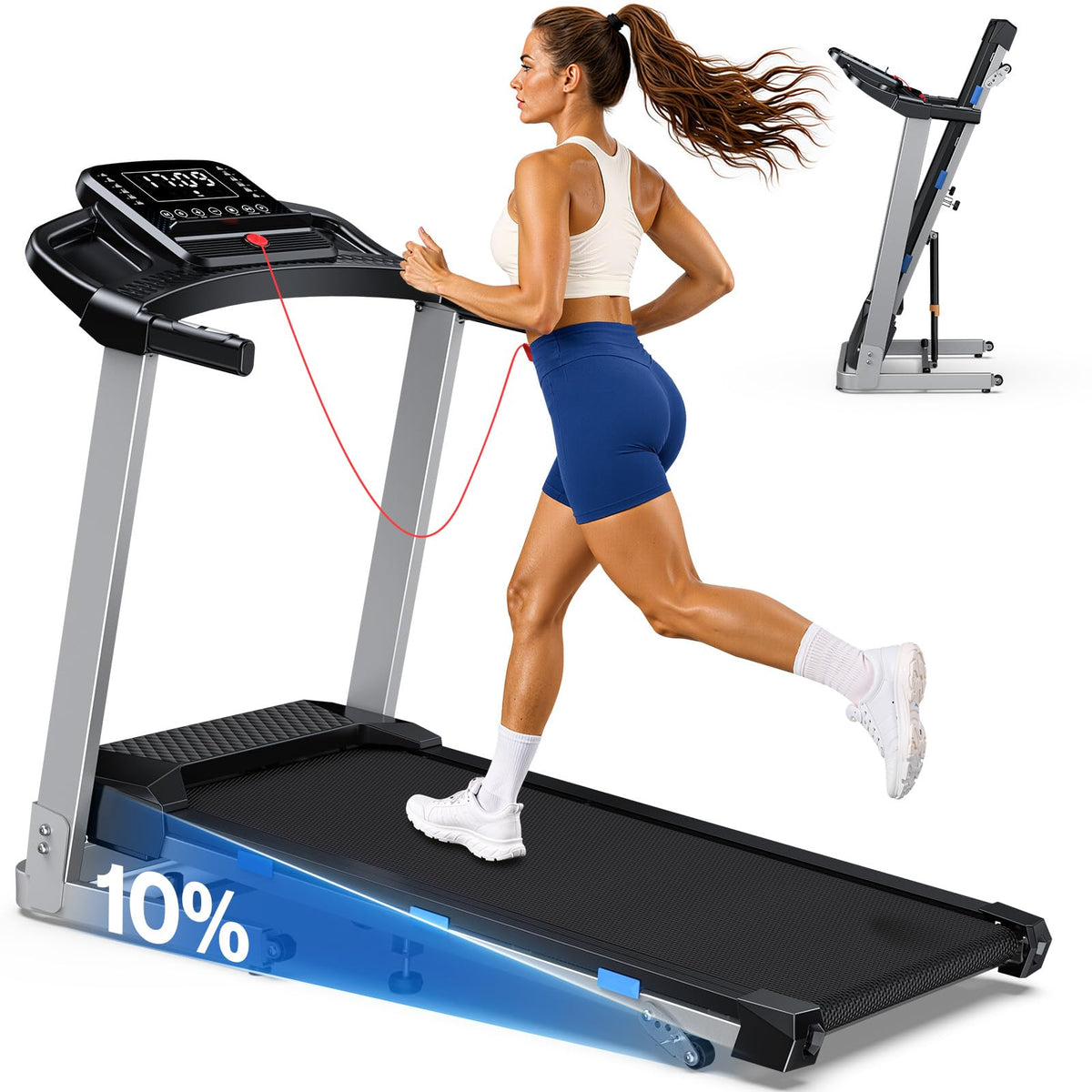 Foldable Treadmill with 10% Incline 400 LBS Capacity M151