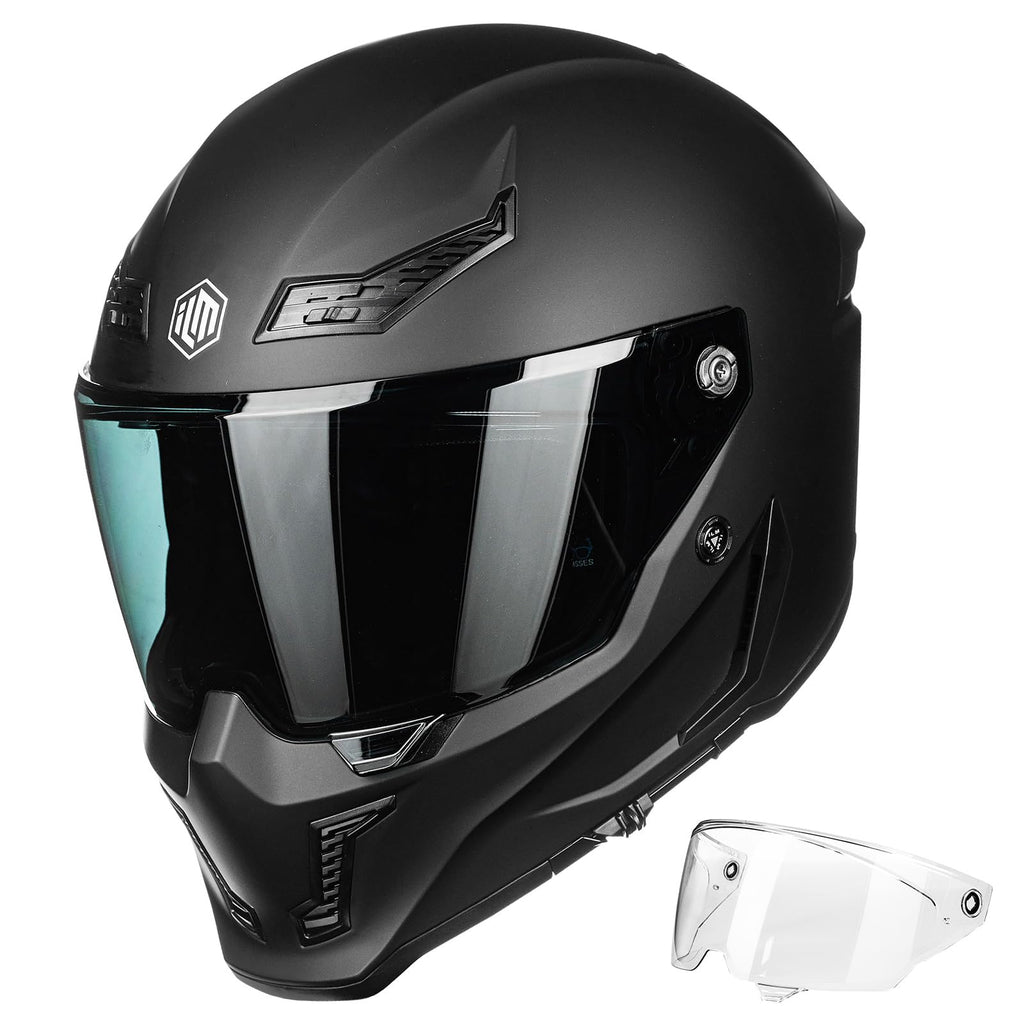 Full Face Dual Visor Motorcycle Helmet with Pinlock Matte Black M O405719