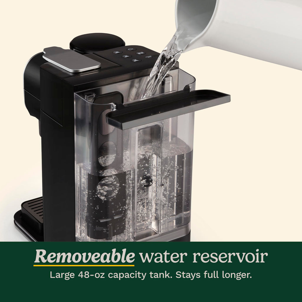 Single-Serve Coffee Maker + Coffee Grinder with 48-Ounce Removable Reservoir, Stainless Steel F37197