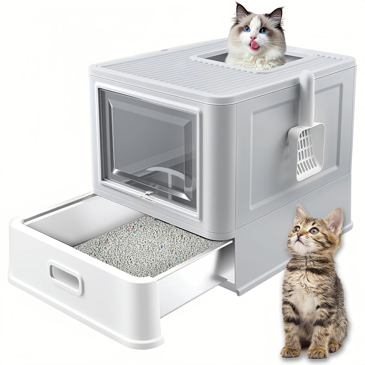 XL Stainless Steel Cat Litter Box with Drawer Q157003