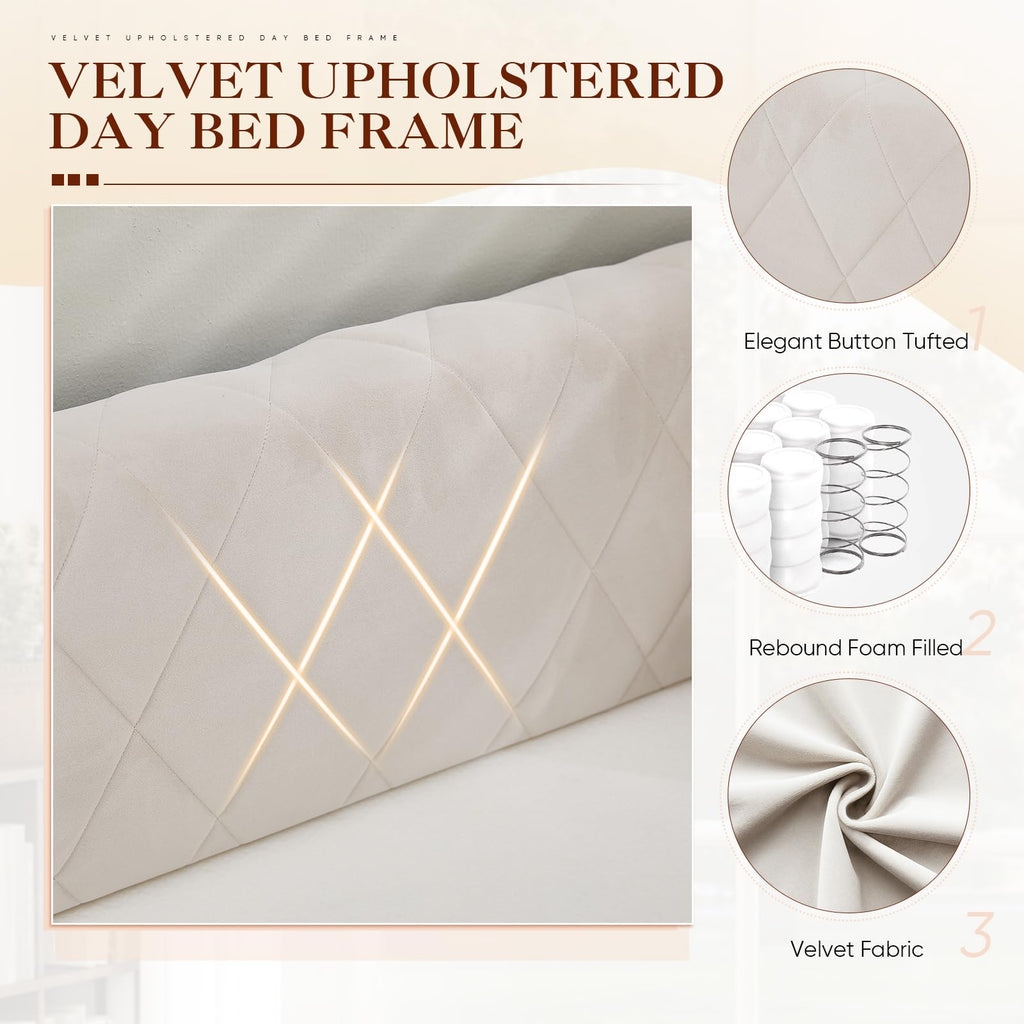 Twin Size Velvet Upholstered Daybed with Trundle E95996