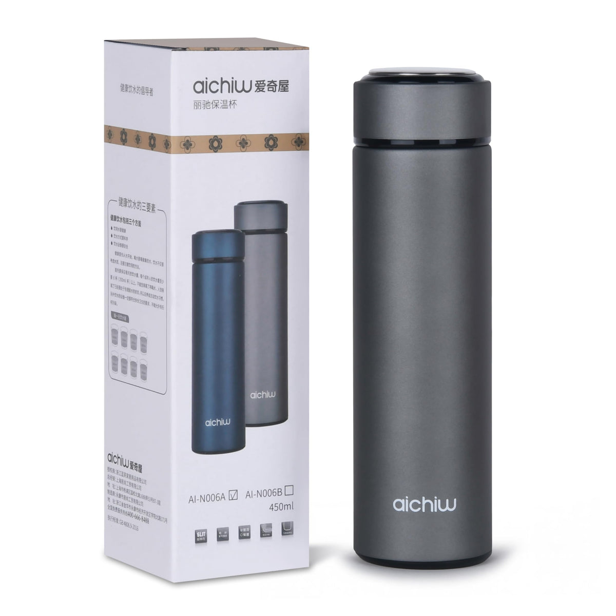 Vacuum Insulated 304 Stainless Steel Travel Mug with Lid 16 Oz Leak-Proof Tumbler W317